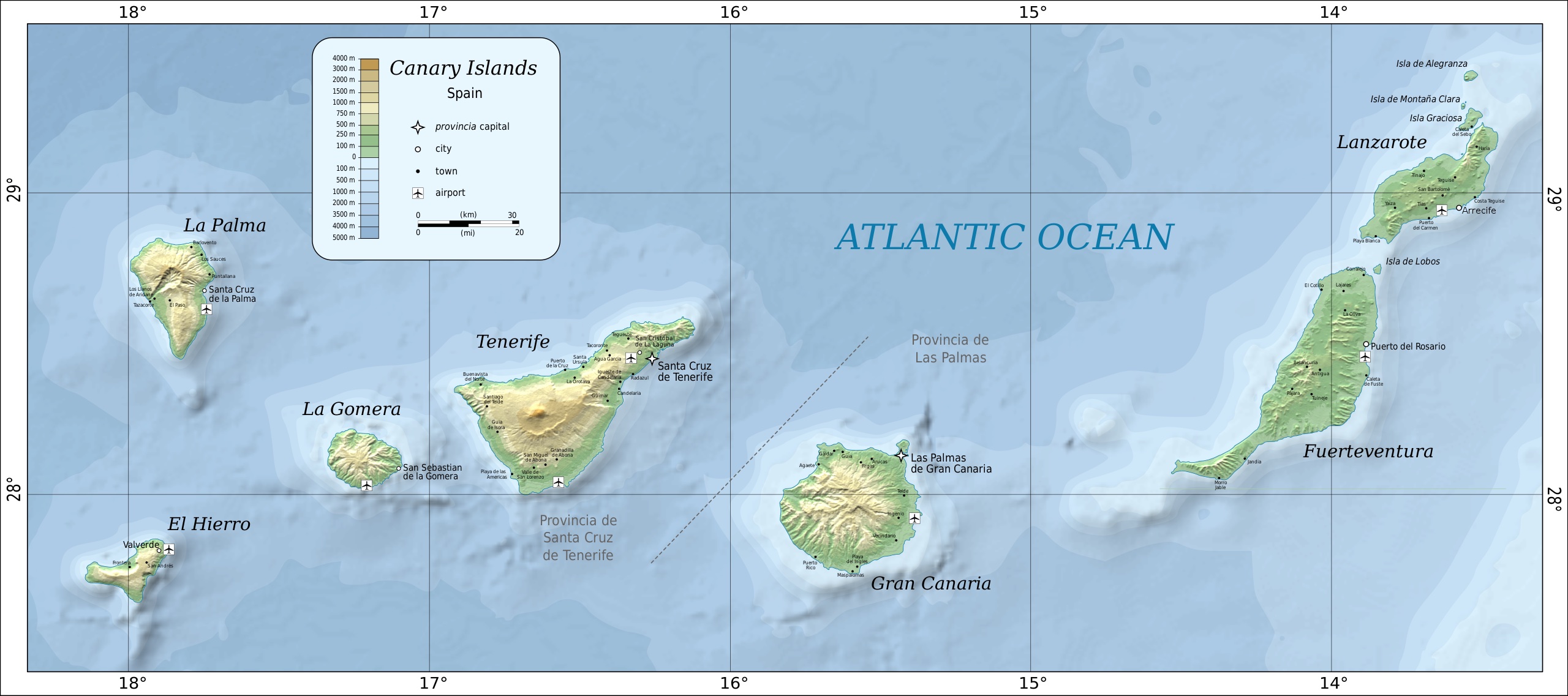 Map of the Canary Islands